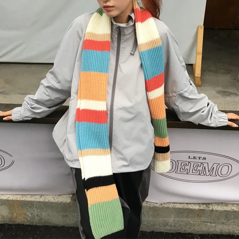 Rainbow-Striped-Knitted-Scarf-Female-Japanese-Sweet-Warm-Scarf-Women-Autumn-Winter-Fashion-Knitwear-Shawl-Foulards-4