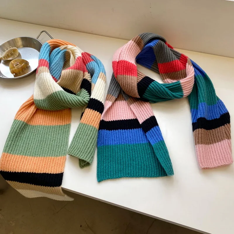 Rainbow-Striped-Knitted-Scarf-Female-Japanese-Sweet-Warm-Scarf-Women-Autumn-Winter-Fashion-Knitwear-Shawl-Foulards-5